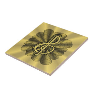 Music Treble Clef Gold Customised Tile