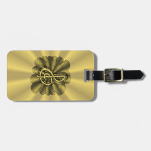 Music Treble Clef Gold Personalised Luggage Tag