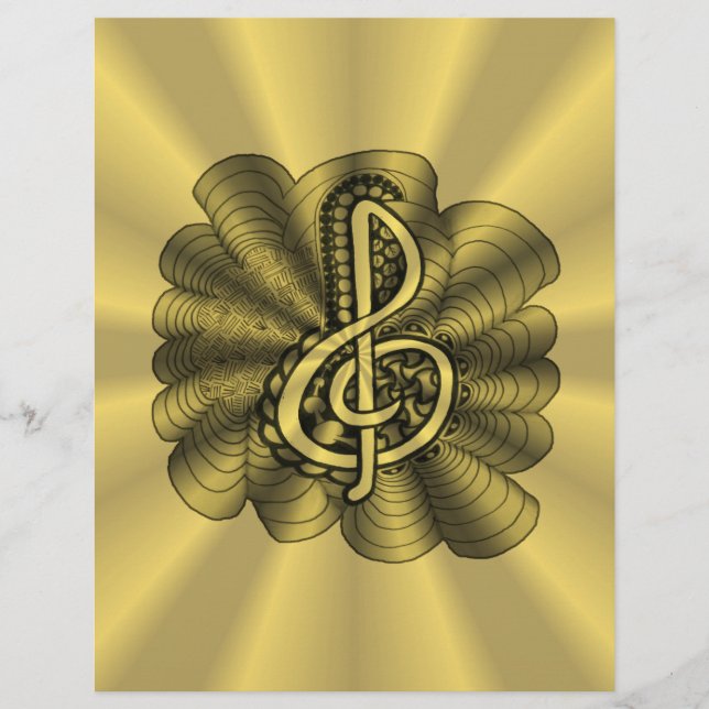 Music Treble Clef Gold Scrapbook Paper (Front)