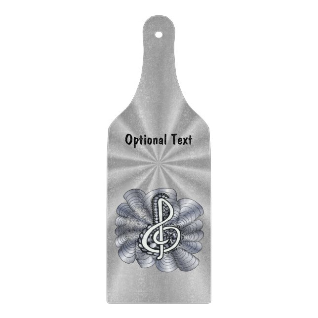 Music Treble Clef Silver Cutting Board (Front)