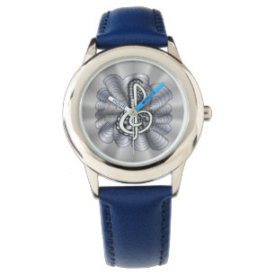 Music Treble Clef Silver Watch