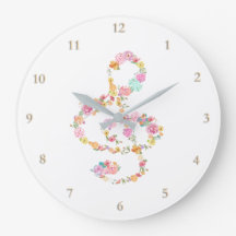 music treble clef watercolor flowers