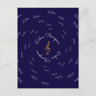 music treble clef with name personalised postcard