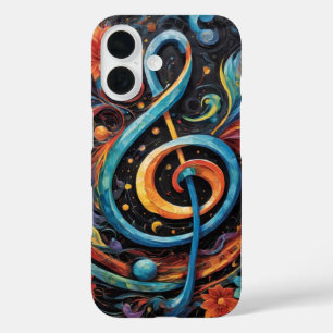 Music treble key in multicolor cover