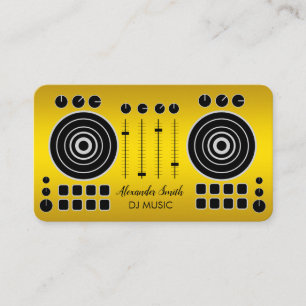 Music Turntable Black and Gold DJ Player Business Business Card