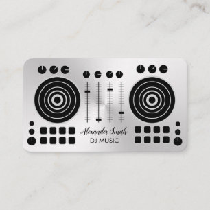 Music Turntable Silver Black DJ Player Sound Busi Business Card