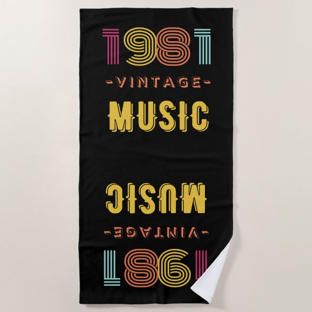Music Vintage 1981 beach towel (Front)
