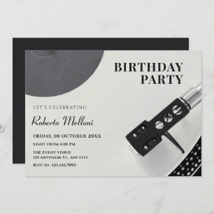 Music vinyl birthday invitation