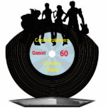 Music Vinyl Record Themed Milestone Birthdays Standing Photo Sculpture<br><div class="desc">Fun music themed cut out stand, sculpture with an old fashioned vinyl record and musician silhouettes. With the words congratulations, 60 and Golden Oldie which can all be changed to suit your requirements along with customisation of the personalised name. Great for a keepsake of a milestone birthday and as party...</div>