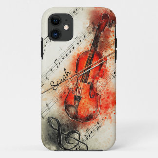 Music Violin Musician Musical Custom Name iPhone 11 Case