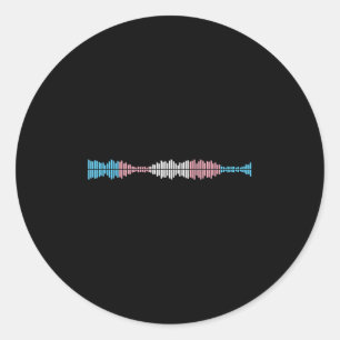 Music Waves Subtle Trans Pride Flag Transgender Ri Classic Round Sticker