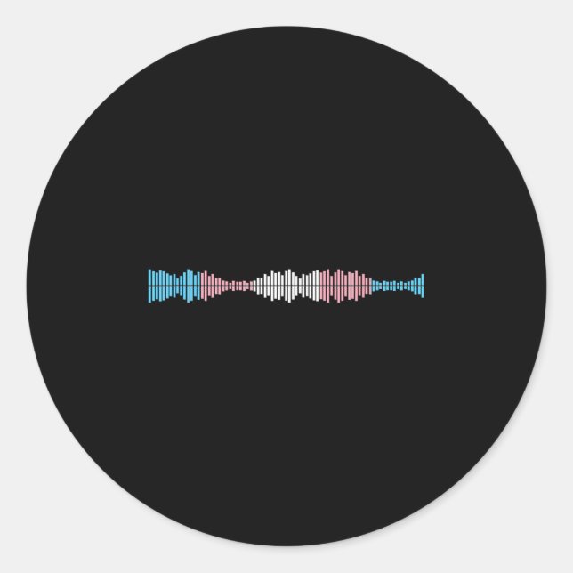 Music Waves Subtle Trans Pride Flag Transgender Ri Classic Round Sticker (Front)
