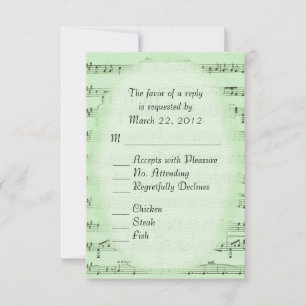 Music Wedding Green RSVP with Menu