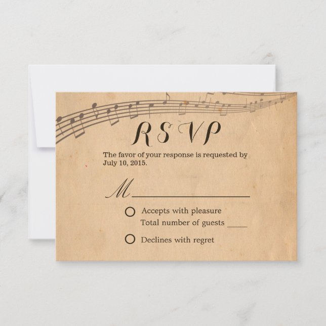 Music Wedding Vintage Musical Response RSVP (Front)