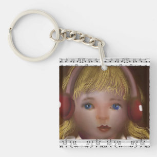 Music with earphones key ring