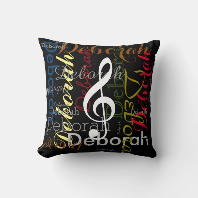 music with patterned name stylish decor cushion (Front)