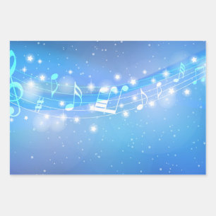 Music with stars background wrapping paper sheet