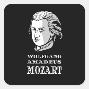 Music - Wolfgang Amadeus Mozart Portrait Square Sticker