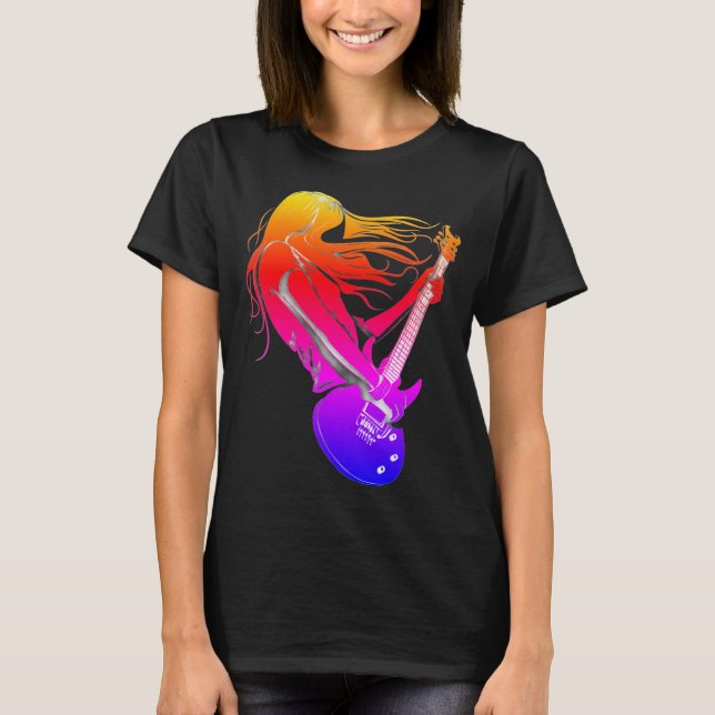 music women tshirts jazz guitar player brass (Front)