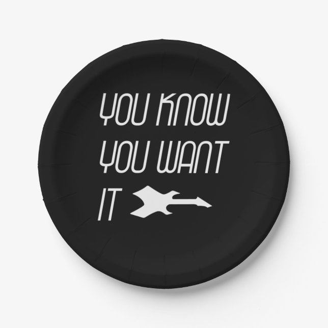 Music You Know You Want Guitar Paper Plate (Front)