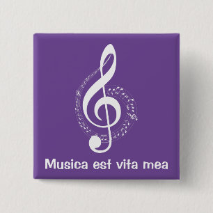 Musica est vita mea Musik ist mein Leben Note 15 Cm Square Badge