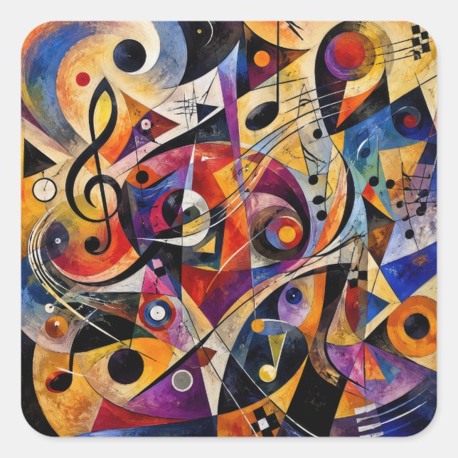 Musical Abstract Art Kandinsky Style  Square Sticker (Front)