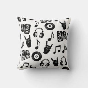 Musical Accessories: Monochrome Vintage Pattern. Cushion