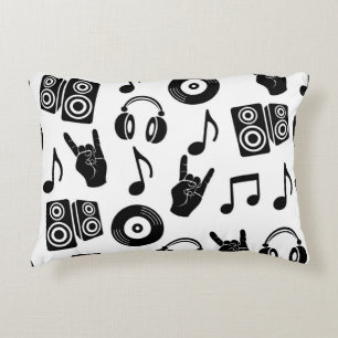 Musical Accessories: Monochrome Vintage Pattern. Decorative Cushion