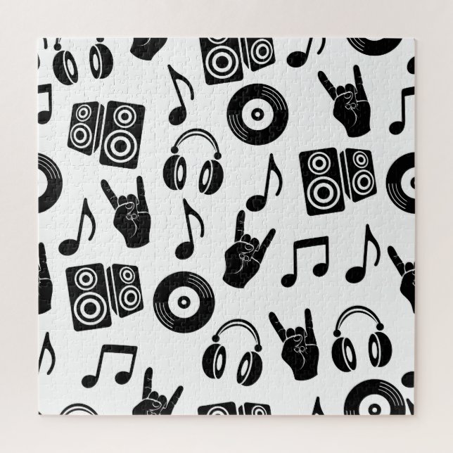 Musical Accessories: Monochrome Vintage Pattern. Jigsaw Puzzle (Vertical)