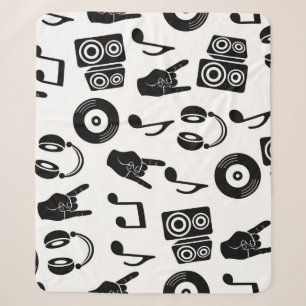 Musical Accessories: Monochrome Vintage Pattern. Sherpa Blanket