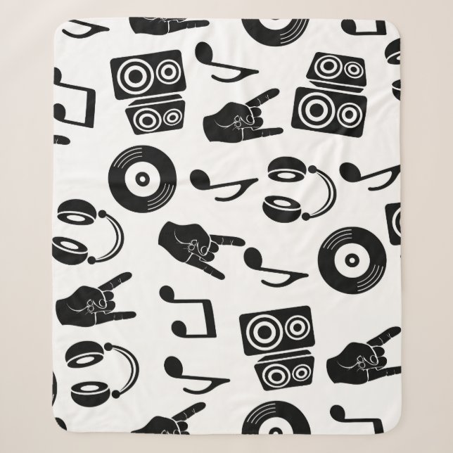 Musical Accessories: Monochrome Vintage Pattern. Sherpa Blanket (Front)