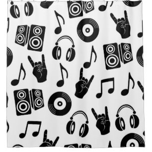 Musical Accessories: Monochrome Vintage Pattern. Shower Curtain