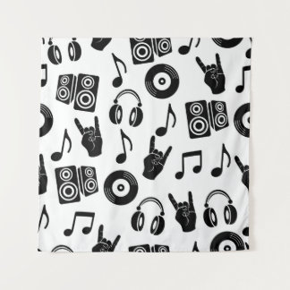 Musical Accessories: Monochrome Vintage Pattern. Tapestry