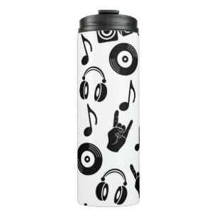 Musical Accessories: Monochrome Vintage Pattern. Thermal Tumbler