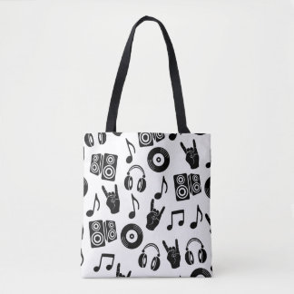 Musical Accessories: Monochrome Vintage Pattern. Tote Bag