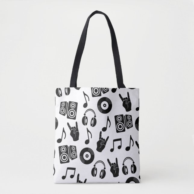 Musical Accessories: Monochrome Vintage Pattern. Tote Bag (Front)