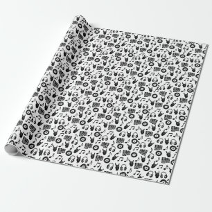 Musical Accessories: Monochrome Vintage Pattern. Wrapping Paper
