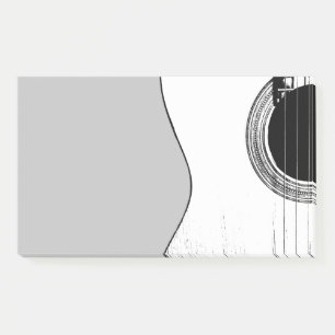 Musical Acoustic Guitar Black White Post-it Notes