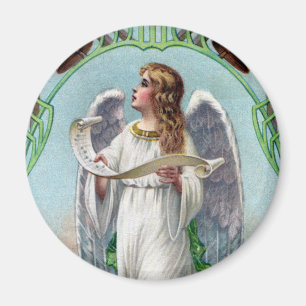 Musical Angel and Bells Vintage Xmas Magnet