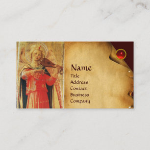 MUSICAL ANGEL IN RED AND GOLD BUSINESS CARD
