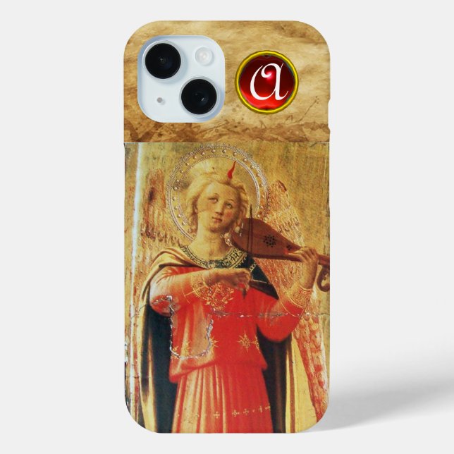 MUSICAL ANGEL IN RED AND GOLD Gemstone Monogram Case-Mate iPhone Case (Back)