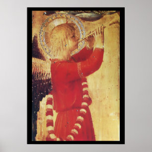 MUSICAL ANGEL IN RED AND GOLD POSTER