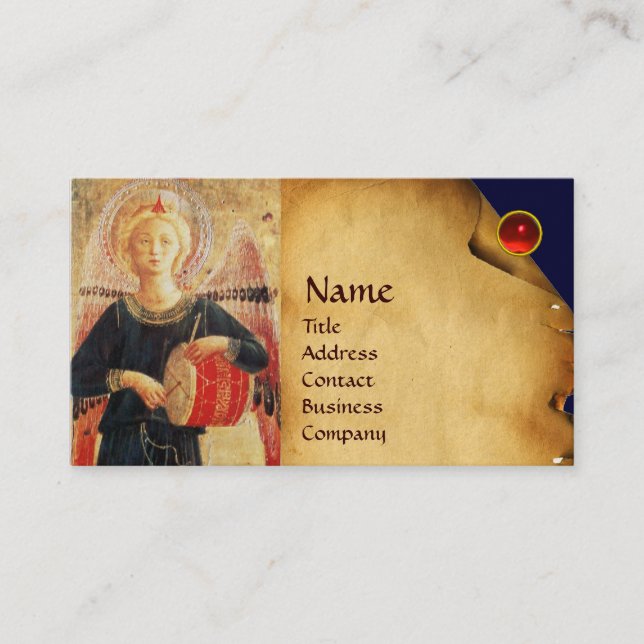 MUSICAL ANGEL PLAYING DRUM BUSINESS CARD (Front)