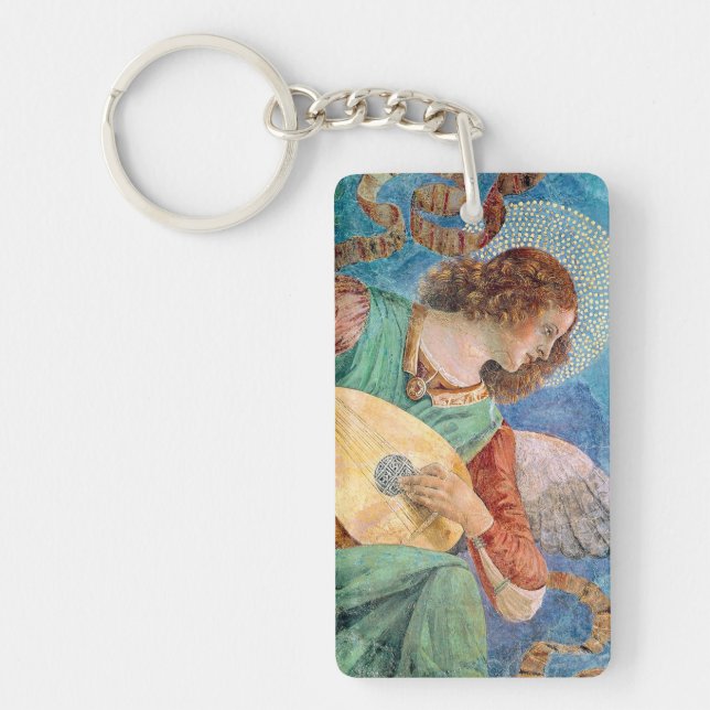 Musical angel playing guitar key ring (Front)