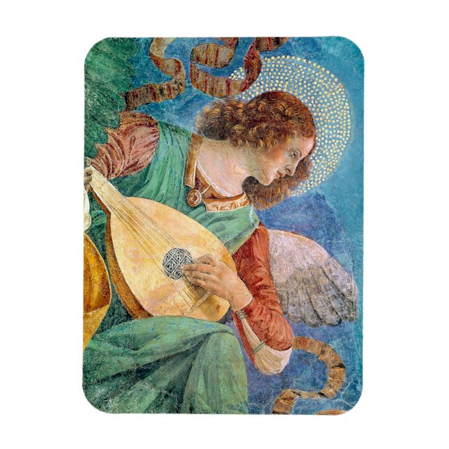 Musical angel playing guitar magnet (Vertical)