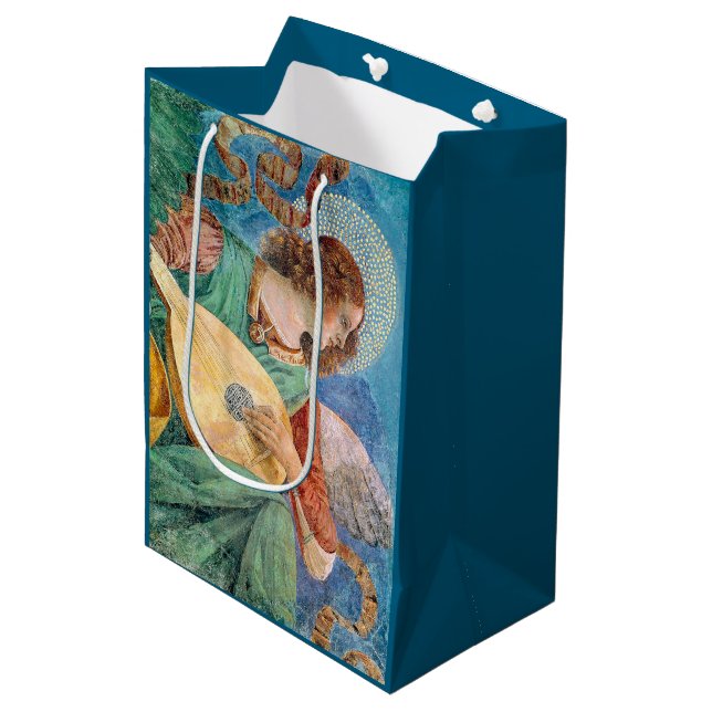 Musical angel playing guitar medium gift bag (Front Angled)