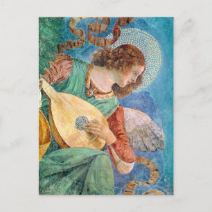 Musical angel playing guitar postcard