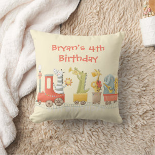 Musical Animal Train Birthday Cushion