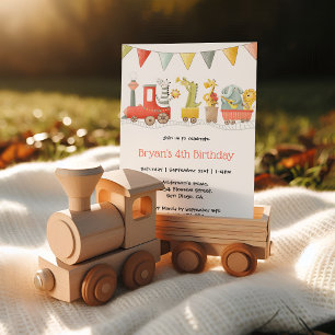 Musical Animal Train Birthday Invitation