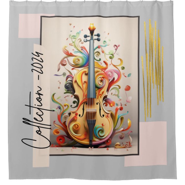 Musical Art collection - Violin Shower Curtain (Front)